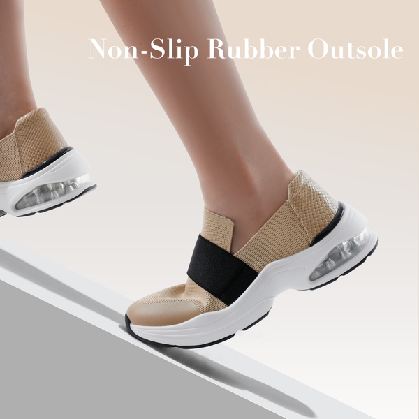Slip-on Knitted Air Cushion Sneakers - NUDE - 3
